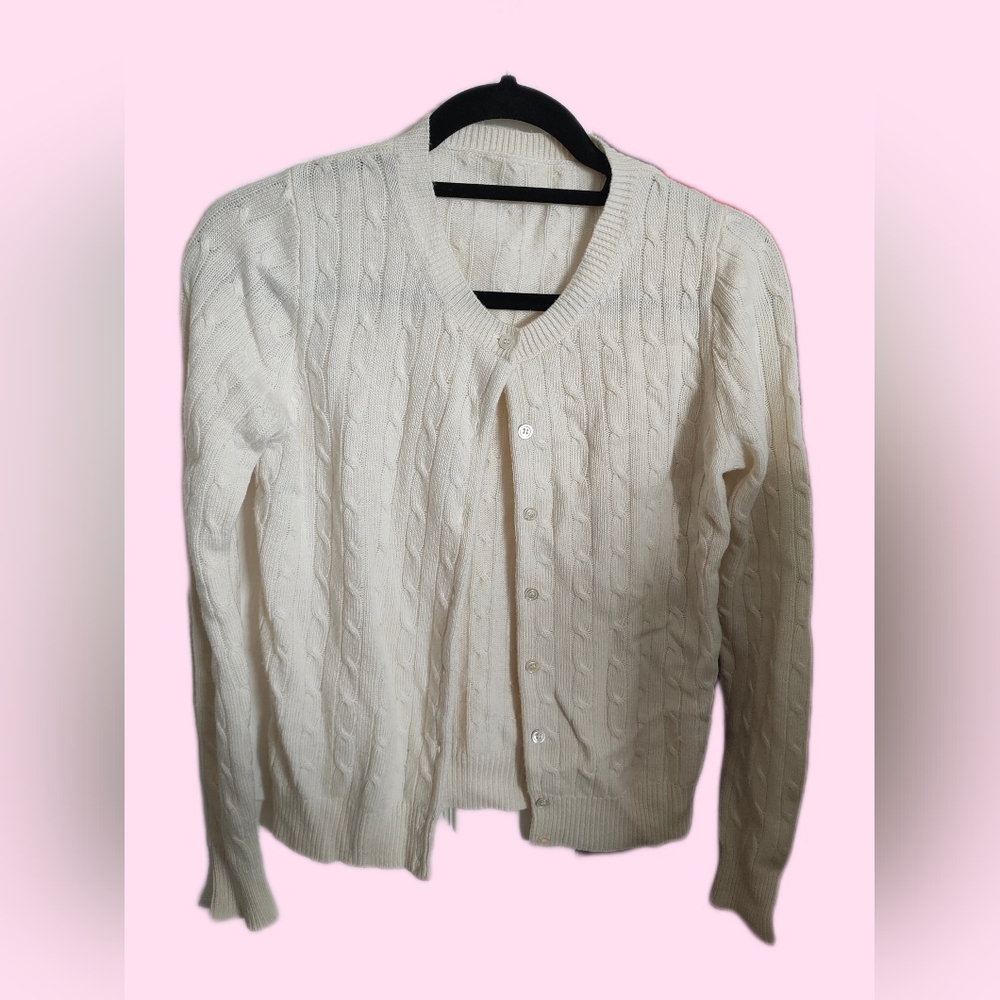Classic White Cable Knit Sweater